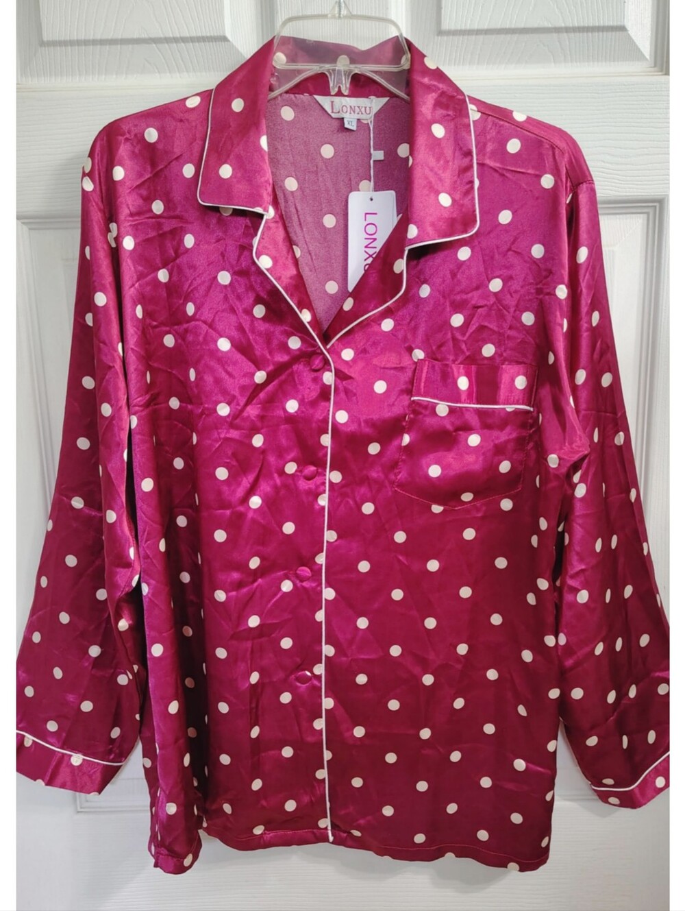 Women's Fuchsia Silky Pajama Top 'Lonxu'XL *NWT*